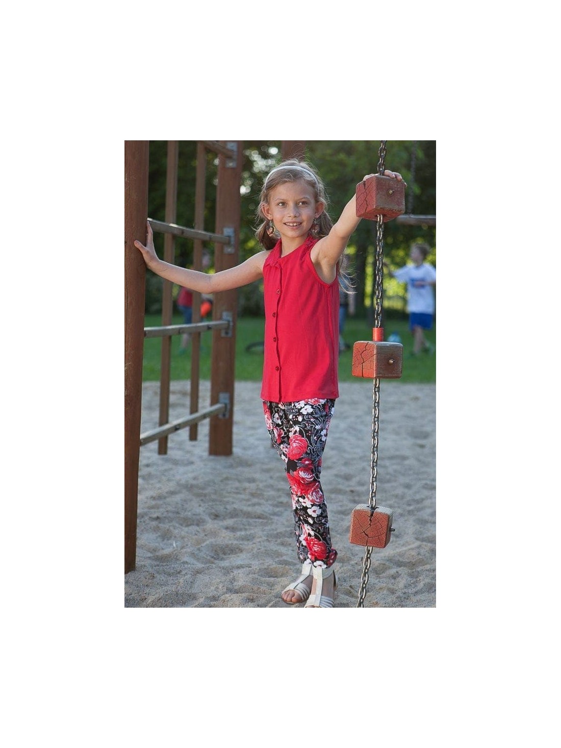 Girls\' black floral pants DZ6012 - Online store - Boutique